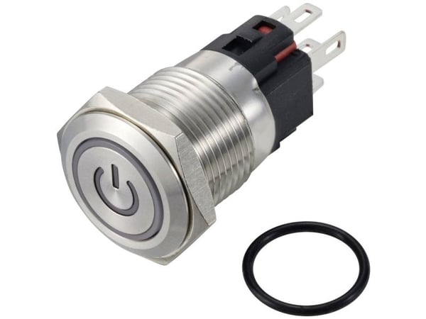 TRU COMPONENTS TC-12647420 Painekytkin 250 V/AC 3 A 1 x Off/(On) IP65 Vihreä napsautus Ruostumaton teräs 1 kpl 1 kpl
