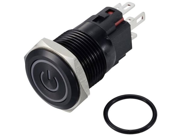 TRU COMPONENTS TC-12647440 Painike 250 V/AC 3 A 1 x Off/(On) IP65 Red Touch Alumiini, anodisoitu 1 kpl