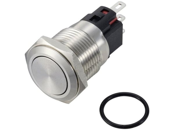 TRU COMPONENTS TC-12647484 Painekytkin 250 V/AC 3 A 1 x Off/(On) IP65 Klikkaava Messinki kromattu 1 kpl