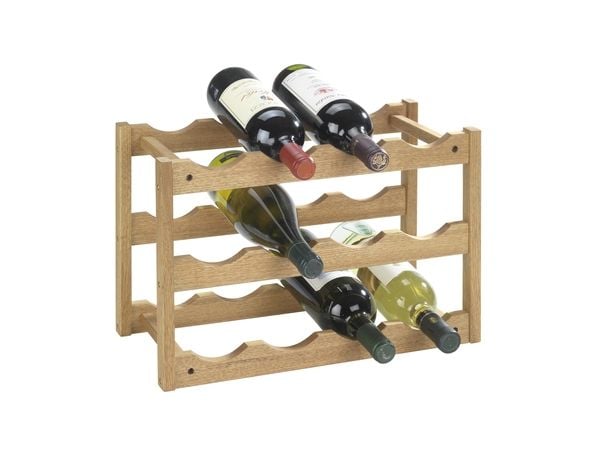 WENKO 18615100, 12 flasker, Tre, Valnøtt, Gulv vin-stativ