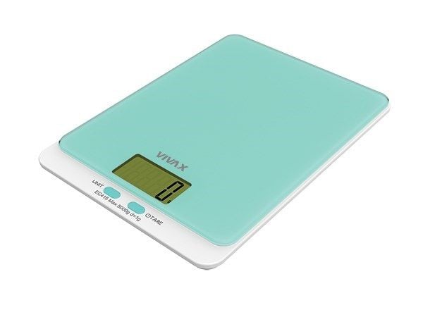 Vivax KS-502T, Elektronisk köksvåg, 5 kg, Turkos, LCD, CR2032, Litium