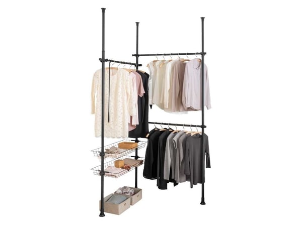 Wenko HERKULES BASIC teleskopgarderobesystem, dobbel, sort, WENKO