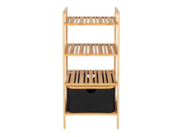 WENKO 50779100, Rackhylle, Frittstående, Bamboo, Polyester, Bamboo, Sort, Baderom, Soverom, Korridor, Veranda, Terrasse, Toalett, Garderobe, 3 hyller
