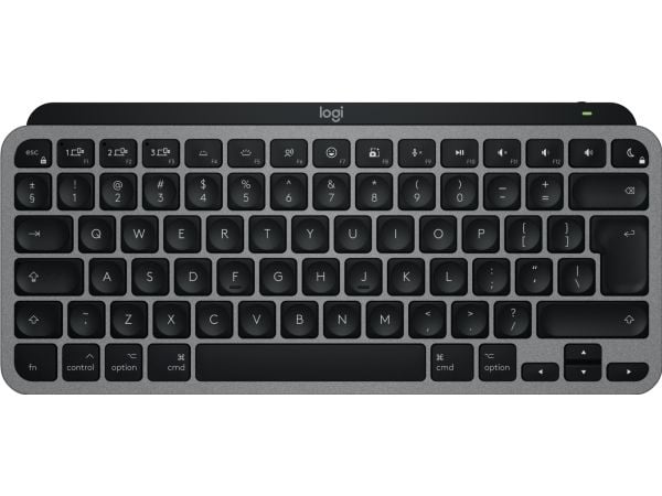 Logitech Master MX Keys Mini For Mac, Langaton, Bluetooth, Näppäimen saksikytkin, QWERTY, LED, musta, Harmaa