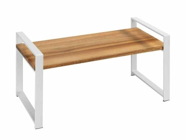 WENKO Louisa, stativhylle, frittstående, metall, tre, hvit, tre, kjøkken, 1 hyller