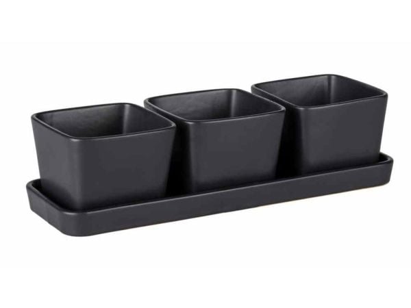 WENKO 55022100, Dippbolle, firkant, Keramisk, Sort, Matt, 0,3 l