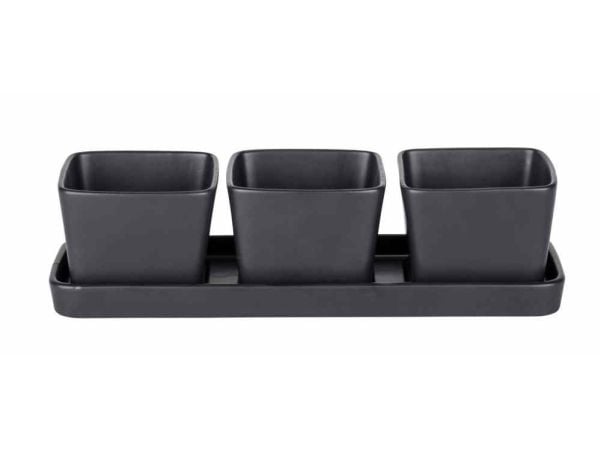 WENKO 55022100, Dippbolle, firkant, Keramisk, Sort, Matt, 0,3 l