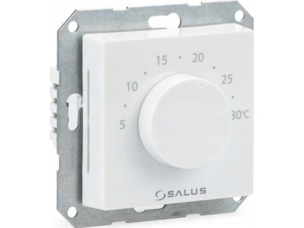 Salus kabelburen infälld elektronisk termostat/dygnregulator 230V, vit, monteringsram 55x55 BTR230