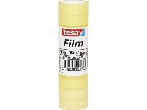 TESA 57386-00002-04, Läpinäkyvä, Käsityö, Pakkaaminen, Polypropeeni (PP), 10 m, 15 mm, 10 kpl