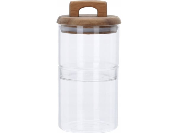 Excellent Houseware sett med glassmatbeholdere med trelokk