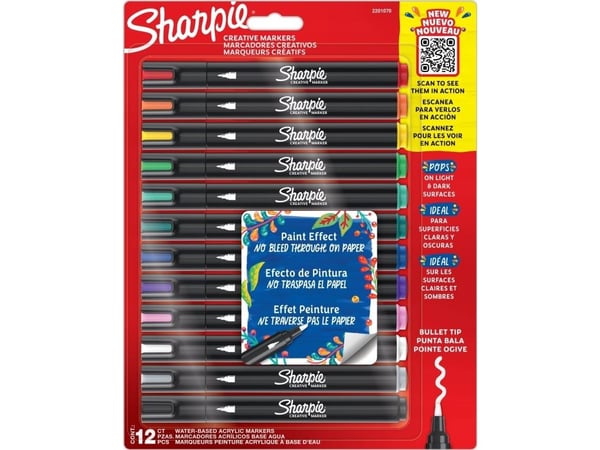 Sharpie 2201070, 12 stk, Projektilaput, Lajittelu, 2,5 mm, Läpipainopakkaus