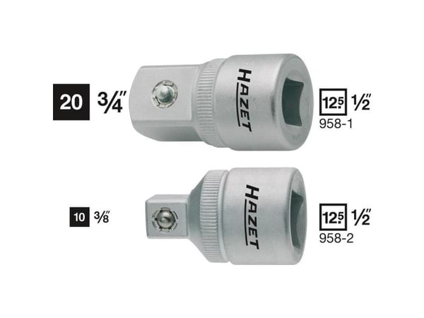 HAZET 958-1, Stikkontakt, 1/2", Metrisk/imperisk, 1 hoder, 20 mm, 3/4"