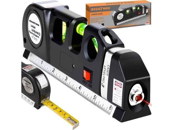 Hurt-net laser-nivå med målebånd 250 cm Bigstren 21747