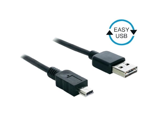Delock EASY-USB - USB-kabel - mini-USB type B (hann) til USB (hann) - 5 m - svart
