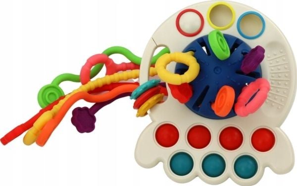 LeanToys sanselige leke blekksprut tyggeleke til babyer fargerik