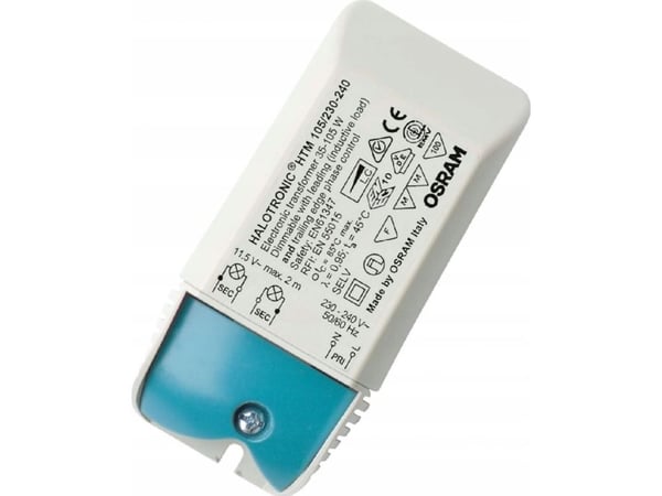 Osram HTM 105/230…240, Elektronisk lystransformator, Blå, Hvit, 230 - 240 V, 11.4 V, 50 - 60 Hz, 10,8 cm