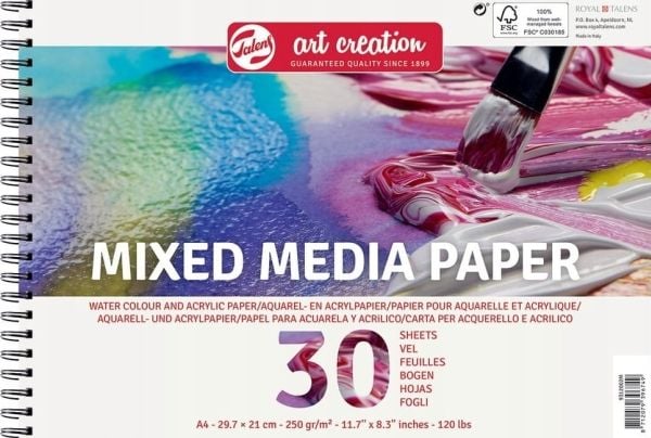 Talens Art Creation blandteknikkpapir | 29,7 x 21 cm (A4), 250 g, 30 ark