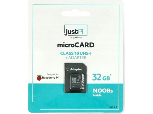 JustPi microSD-minnekort 32GB 100MB/s klasse 10 + Raspberry Pi OS