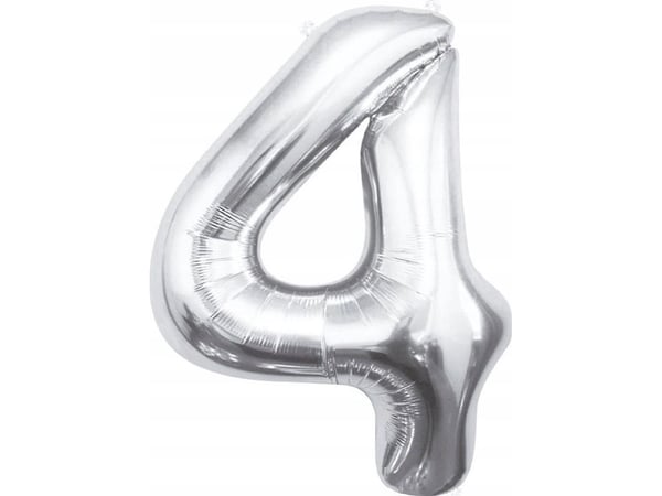 GoDan Balon foliowy B&amp;C cyfra 4 srebrna 85cm