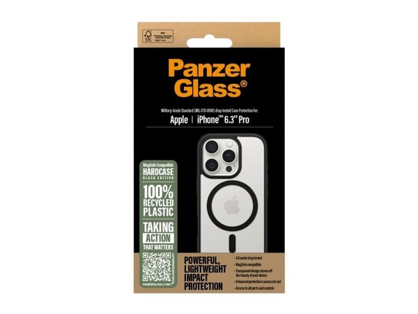PanzerGlass HardCase - Baksidedeksel for mobiltelefon - MagSafe-samsvar - polykarbonat, termoplast-polyuretan (TPU) - svart - for Apple iPhone 16 Pro