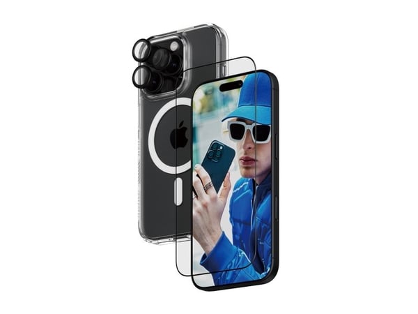 PanzerGlass - 3-i-1 beskyttelsespakke - baksidedeksel for mobiltelefon - ultrabred passform med EasyAligner - MagSafe-samsvar - resirkulert plast -...