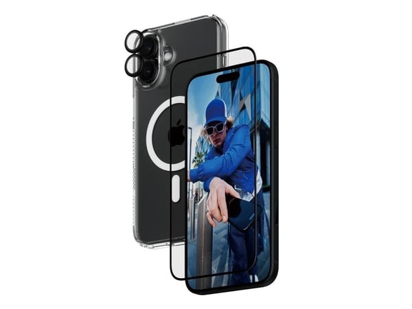 PanzerGlass ® 3-in-1-suojapakkaus iPhone 16 Plus, Apple, Apple - iPhone 16 Plus, kuivakäyttöinen, naarmuuntumaton, iskunkestävä, läpinäkyvä, 1 kpl