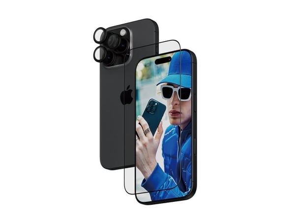 PanzerGlass - 2-i-1 beskyttelse - skjerm- / linsebeskytterkit for mobiltelefon - glass - rammefarge svart - for Apple iPhone 16 Pro