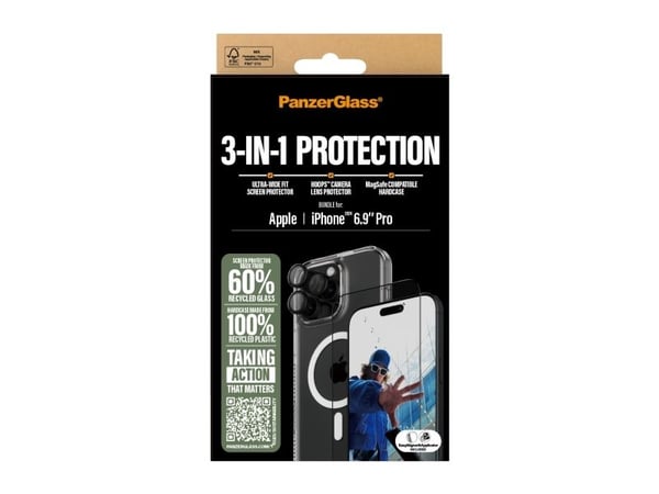 PanzerGlass ® 3-in-1 Protection Bundle iPhone 16 Pro Max, Apple, Apple - iPhone 16 Pro Max, Tørr påføring, Ripebestandig, Sjokkresistent, Gjennomsi...