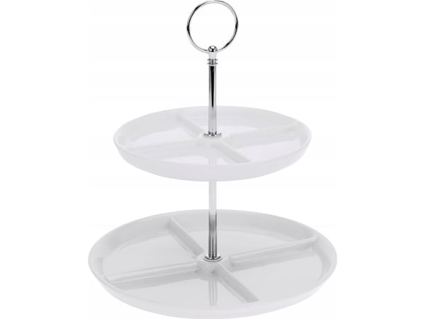 Excellent Houseware Porselensfat med 2 nivåer, 26 cm, hvit