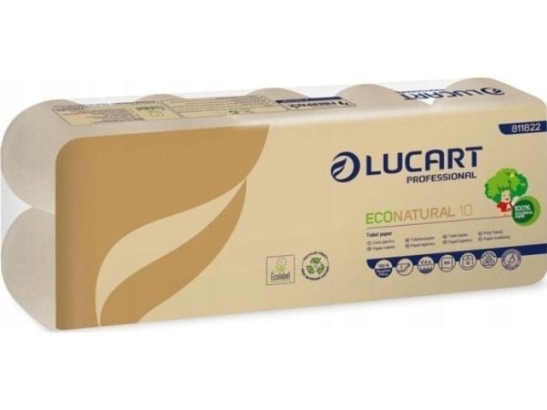 DGA OPTIMA Lucart EcoNatural 10 - toalettpapper 2-lagers, cellulosa Fiberpack, 10 rullar