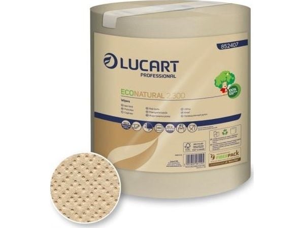 Karen Lucart EcoNatural 2.300 - pappersrulle, 2 lager, 63 m, cellulosa Fiberpack 1 rulle