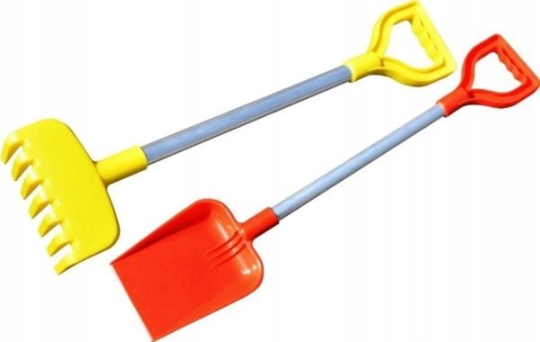 Sandkassesett: spade + rive i aluminium MIX Sandkassesett: spade + rive i aluminium MIX