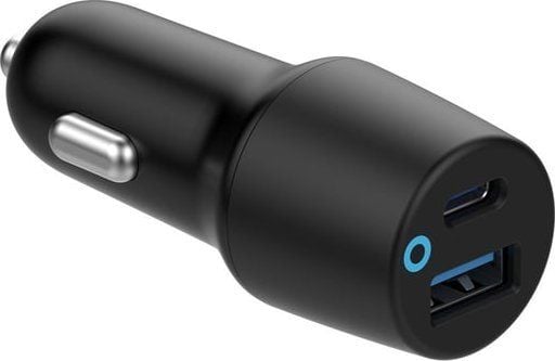 eSTUFF INFINITE - Bilstrømadapter - 38 watt - 3 A - QC 3.0, PD 2.0, Apple Fast Charge - 2 utgangskontakter (USB-type A, USB-C) - svart