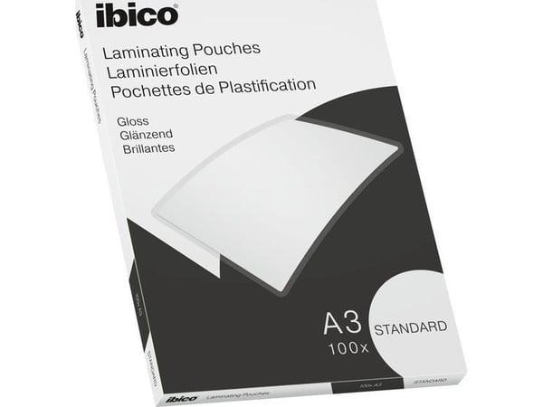 Ibico Basics Standard A3 lamineringslommer, Blank, Gjennomsiktig, A3, Termisk, 0,125 mm, 100 stykker