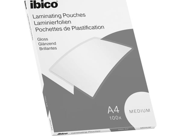 Ibico Basics Medium A4 lamineringsspalter, krystallklare - (100 stk.)