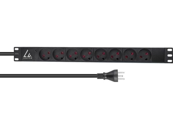 Lanview LVR-2MDK-LIC-DK8, Perus, 1U, Yksivaiheinen, Vaaka, musta, 8 AC-pistorasia(a)