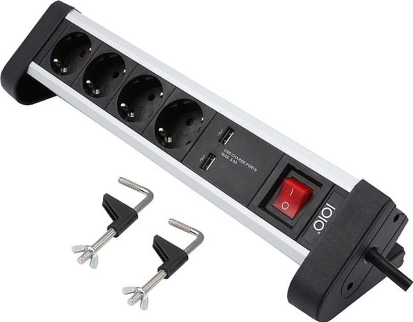 Olympia SL 2425 U, 1,5 m, Sisätila, 1,5 mm², Musta, Hopea, Alumiini, 4 AC-pistorasia(a)