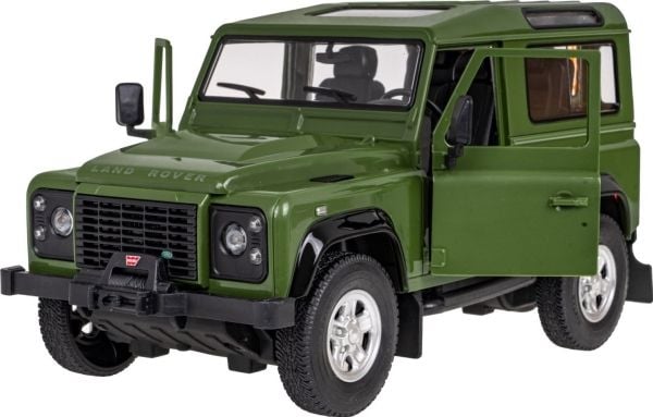 Rastar Land Rover Defender grønn RASTAR modell 1:14 fjernstyrt bil + fjernkontroll 2,4 GHz + dører som kan åpnes manuelt