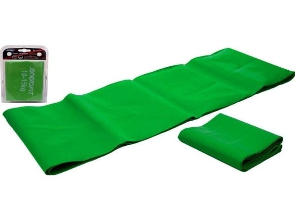 KUDDA treningsbånd i gummi, motstand 200x15 cm 0,40 mm 10–15 kg grønn