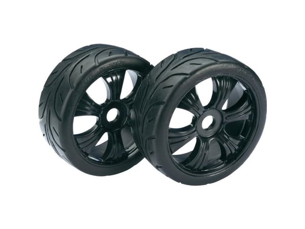 Komplette hjul 1:8 Absima Buggy Street 6 eiker Sort 2 stk