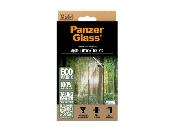 PanzerGlass - Skjermbeskyttelse for mobiltelefon - ultrabred passform - film - rammefarge svart - for Apple iPhone 16 Pro Max