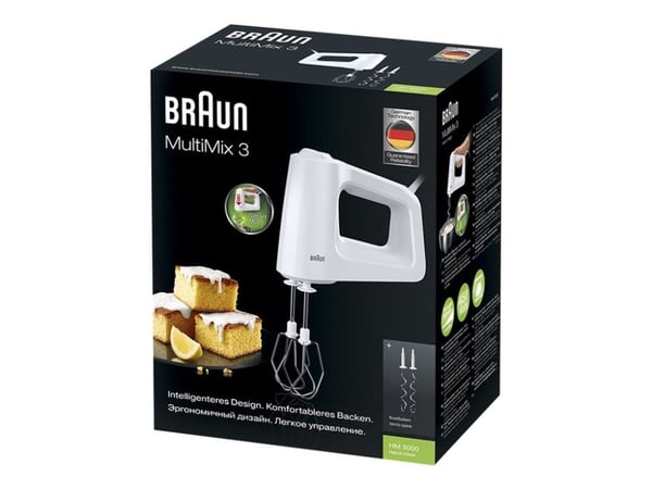 Braun MultiMix HM 3000 WH, Stavmixer, vit, rostfritt stål, 450 W