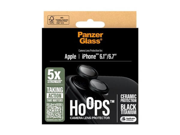 PanzerGlass® |  Hoops™ Ceramic Kameralinsebeskytter iPhone 16 | 16 Pluss