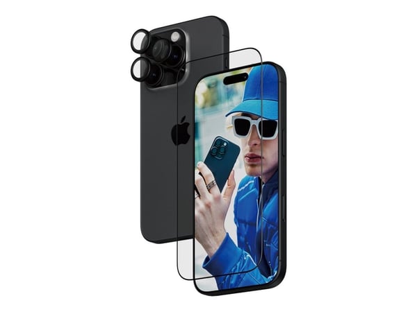PanzerGlass - 2-i-1 beskyttelse - skjerm- / linsebeskytterkit for mobiltelefon - glass - rammefarge svart - for Apple iPhone 16 Pro