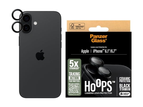 PanzerGlass® |  Hoops™ Ceramic Kameralinsebeskytter iPhone 16 | 16 Pluss