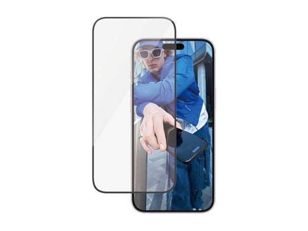 PanzerGlass - Skjermbeskyttelse for mobiltelefon - ultrabred passform - glass - rammefarge svart - for Apple iPhone 15 Plus, 16 Plus
