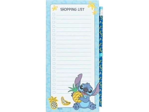 Disney Stitch Tropical - Magneettinen muistilista jääkaappiin + kynä (10 x 21 cm)