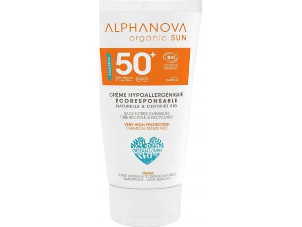 ALPHANOVA SUN solkrem, hypoallergen, vannavvisende, SPF50, 50 g