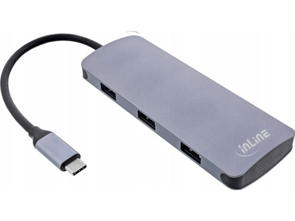 InLine 35392C, USB Type-C, USB 3.2 Gen 2 (3.1 Gen 2) Type-A, USB 3.2 Gen 2 (3.1 Gen 2) Type-C, 10000 Mbit/s, Grå, Aluminium, 100 W