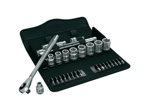 Wera 8100 SB 7, Pipenøkkelsett, Sort, Kromfarget, CE, Skrallehåndtak, 1 stykker, 3/8"